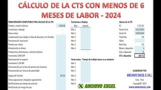 Cálculo de CTS con Remuneración Fija Menos de 6 meses de labor y Cese antes de cumplir los 6 meses [upl. by Aneris964]