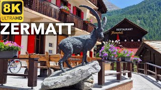 8K  Zermatt Switzerland  Summer Walk Tour  8K UHD Video [upl. by Derr]