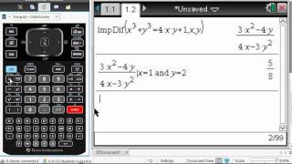 TINspire CAS implicit differentiation [upl. by Siednarb]