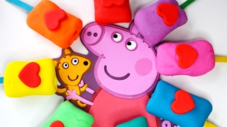 Play doh Peppa Pig Surprises play doh heart lollies  kids toys amp activity [upl. by Tomchay101]