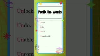 Prefixes  10 Prefix quotUnquot words  English Grammar  The Study Corner  shorts prefix [upl. by Haslam]