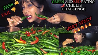 EATING CHILLIES CHALLENGE  VERY SPICY CHILLI ASMR  GREEN AND RED CHILLIES  MUKBANG [upl. by Cybill]