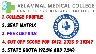 Velammal Medical College MBBS Cutoff 2024 Category Wise  TN Medical Selection2024  AARAMS INFO [upl. by Annahsit]