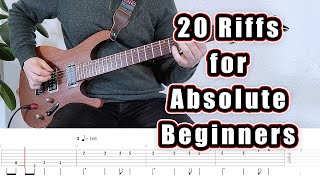 20 Guitar Riffs for Absolute Beginners with Tabs [upl. by Bueschel]