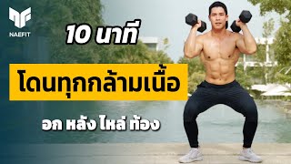 10 นาที เบิร์นไขมัน โดนทุกกล้ามเนื้อด้วยดัมเบล 1 คู่  Home Workout [upl. by Airetnohs]