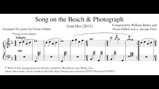 Her 2013  Song on the Beach amp Photograph Piano Sheet Music [upl. by Alaekim571]