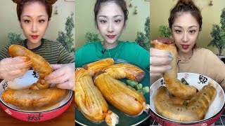 Mukbang Eating Show 먹방  Spicy Chinese Foods Blood Sausage ASMR Soslu Çin yemekleri [upl. by Suoicerpal]