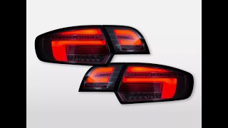 FK LED Lightbar Rear Lights Tail Lamps Audi A3 8P 8PA RED Smoke carlights carmods audia3 audi [upl. by Eeldarb]