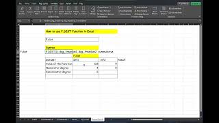 How to use F Dist Function in Excel [upl. by Etnoval]