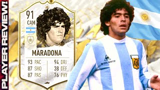 FIFA 22 MARADONA PLAYER REVIEW  91 BABY ICON MARADONA REVIEW  FIFA 22 ULTIMATE TEAM [upl. by Yrem]