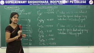 CHEMISTRY  ll PUC  CH 03  ELECTROCHEMISTRY  ELECTROCHEMICAL SERIES amp NERNST EQUATION  S13 [upl. by Nnednarb]