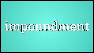 Impoundment Meaning [upl. by Irodim]