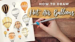 How to Draw Hot Air Balloons  DOODLE WITH ME  Tutorial [upl. by Melitta]