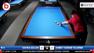 KAYRA SÜLÜN vs AHMET KEREM YILDIRIM  U17  3 Cushion Billiards Championship STAGE 1  2024  İZMİR [upl. by Hammad]