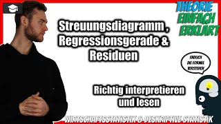 Streuungsdiagramm Residuen und Regressionsgerade interpretieren 📚 einfach erklärt Statistik [upl. by Nauj]