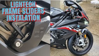 BMWS1000RR METALLIC GREY LIGHTECH FRAME SLIDERS INSTALATION [upl. by Ifok]