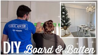 DIY Board amp Batten ACCENT WALL  Before amp After TRANSFORMATION [upl. by Lyrahs]