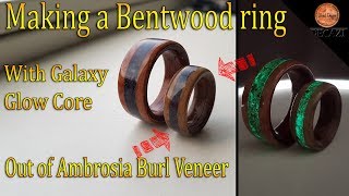 Making a Glowing Bentwood ring out of Ambrosia Burl veneer  DIY [upl. by Nero]