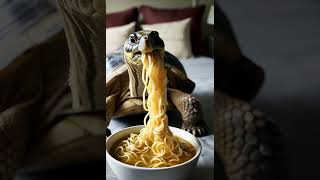 The tortoise eating noddle ai aiart cartoon kids kidsvideo foryou foryoupage [upl. by Ayin]