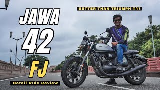 Jawa 42 FJ 2024 Detail Ride Review  New Updates Price Better Than Triumph T4 [upl. by Enelrad]