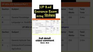 UP bed entrance exam syllabus 2024 [upl. by Vyner]