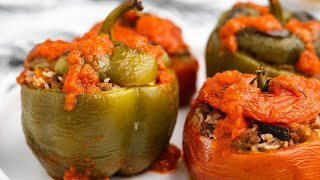 Gemista Stuffed Peppers Recipe [upl. by Carita]