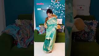 Organza fabric saree meesho hall green colour Instagram viral saree [upl. by Wheaton914]