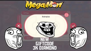 Megamon Gift code  3k Diamonds  megamon pocketincoming [upl. by Natale149]