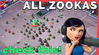 all ZOOKA gameplay  THE BASICS  BOOM BEACH attack strategy [upl. by Atolrac]