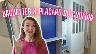 Placard dentrée Ikea Hack et baguettes moulurées autour des encadrements de porte [upl. by Einad]