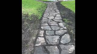 New Flagstone Path and Patio with Planted Grass Joints [upl. by Laing]