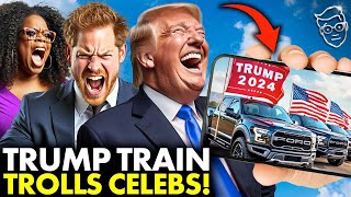 Trump Train TROLLS Meghan Markle Prince Harry And Oprah Libs RAGE At Caravan of MAGA Flags 🤣 [upl. by Einaej]