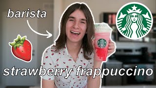 How To Make A Starbucks Strawberry Crème Frappuccino At Home  by a barista [upl. by Giorgia]