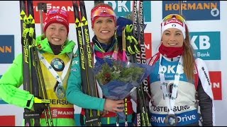 Victory Ceremony Pursuit Women Östersund  04122016 [upl. by Notnirb442]