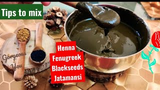 🌸Tips to mix Henna FenugreekBlackseeds Jatamansi for Hair Growth Grey hair hairfallDiy Hair Mask [upl. by Decato6]