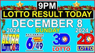 Lotto Result Today 9pm December 8 2024 PCSO [upl. by Pascoe]