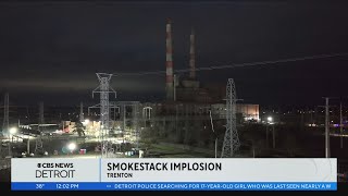 Smokestacks at Trenton Channel Power Plant demolished [upl. by Oker]