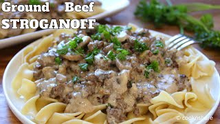 BudgetFriendly Ground Beef Stroganoff  30 Minutes One Pan [upl. by Epuladaug]