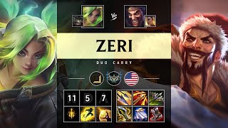 Zeri ADC vs Draven Triple Kill Rampage  NA Challenger Patch 1423 [upl. by Ferrand]