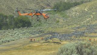 BPA Footage Skycrane Construction on McNaryJohn Day 500kV Transmission Line [upl. by Edith]