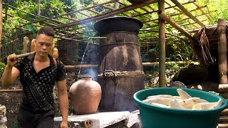 Full process Harvesting and making herbal yeast cassava wine  Series life alone in a Cave [upl. by Otrebile]