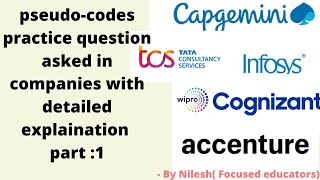 pseudo codes Accenture capgemini infosys  pseudo code question for infosys [upl. by Mariel235]