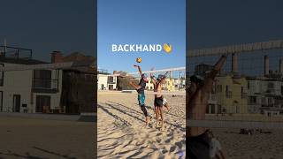 Backhand shot for the Point😅👋🏐 beachvolleyball volleyball avp volleyballrally spike beach [upl. by Leblanc239]