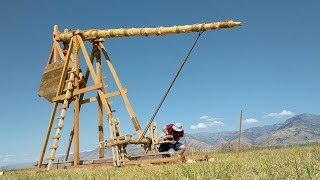 Launching my 1000lb Medieval Trebuchet by Myself [upl. by Enirehtakyram]