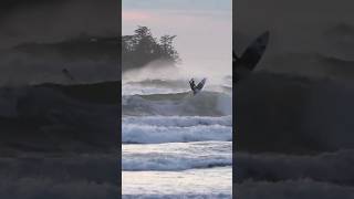 Big Air Off A Wave At Cox Bay Tofino Canada Surfing [upl. by Ahtenak]