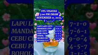 STL RESULT FOR NOVEMBER 11 2024 300 PM DRAW STL MONDAY UPDATE STL VISAYAS STL MINDANAO [upl. by Ilana]