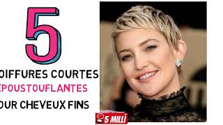 5 COIFFURE CHEVEUX fins FEMME  Plus de 5 coupe courte femme fins sans brushing [upl. by Mendive]