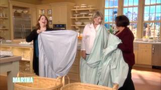 How to Fold a Fitted Sheet⎢Martha Stewarts Best Folding Hacks [upl. by Ahsinyar198]