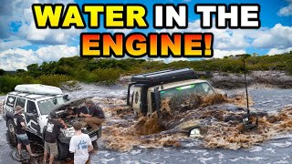 ROOF DEEP water crossing causes CHAOS Moreton Island adventure gone wrong [upl. by Mchugh]