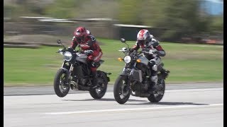 2018 Husqvarna Vitpilen 701 vs 2018 Yamaha XSR700 Drag Race [upl. by Airdnas]